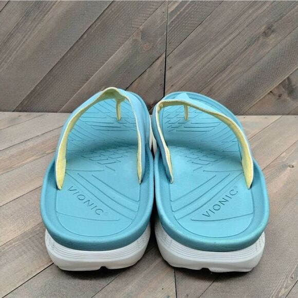Vionic Rejuvenate Recovery Sandals Mens Size 10.5 Green White Comfort Cushioned - Picture 4 of 9